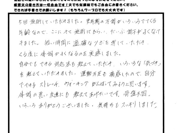 更年期の症状が緩和し体調が良くなりました。